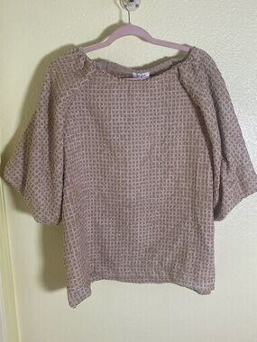NWT Umgee Taupe Textured Waffle Boxy Top, Size L